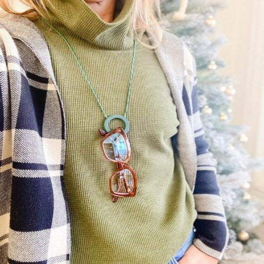 Glasses Cord Holder Mint Crocodile