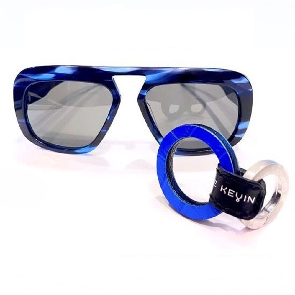 Glasses Tag Holder Blue/Black Crocodile
